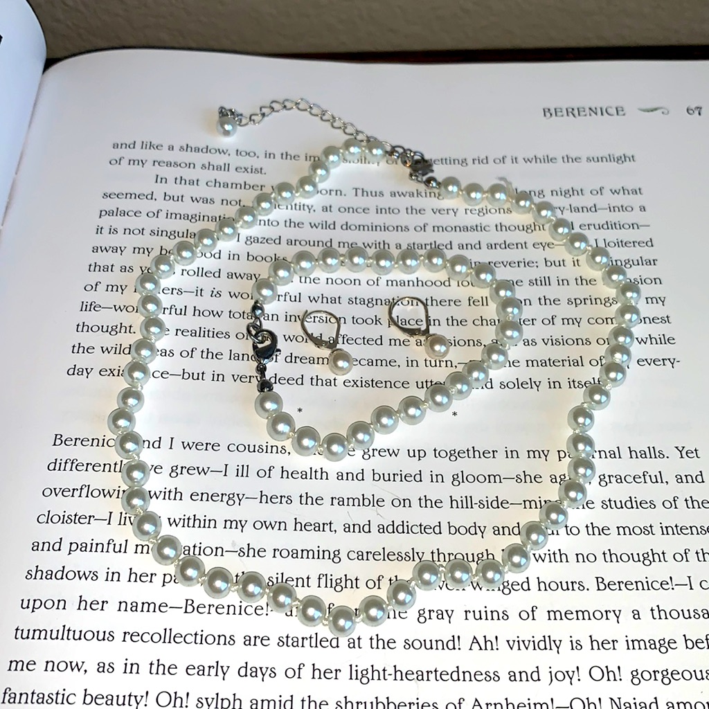 Faux Pearl Silver Necklace, Bracelet, Earrings Set